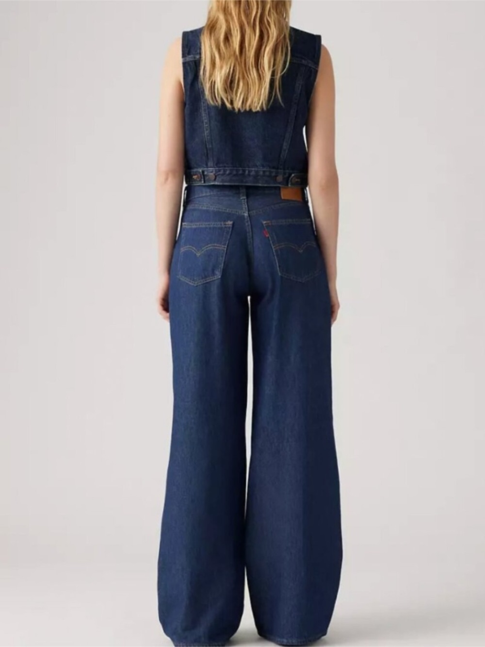 Levi's Premium Baggy Dad Wide Leg Dark Blue Wide Leg Flare Jeans size 24 - Picture 2 of 12